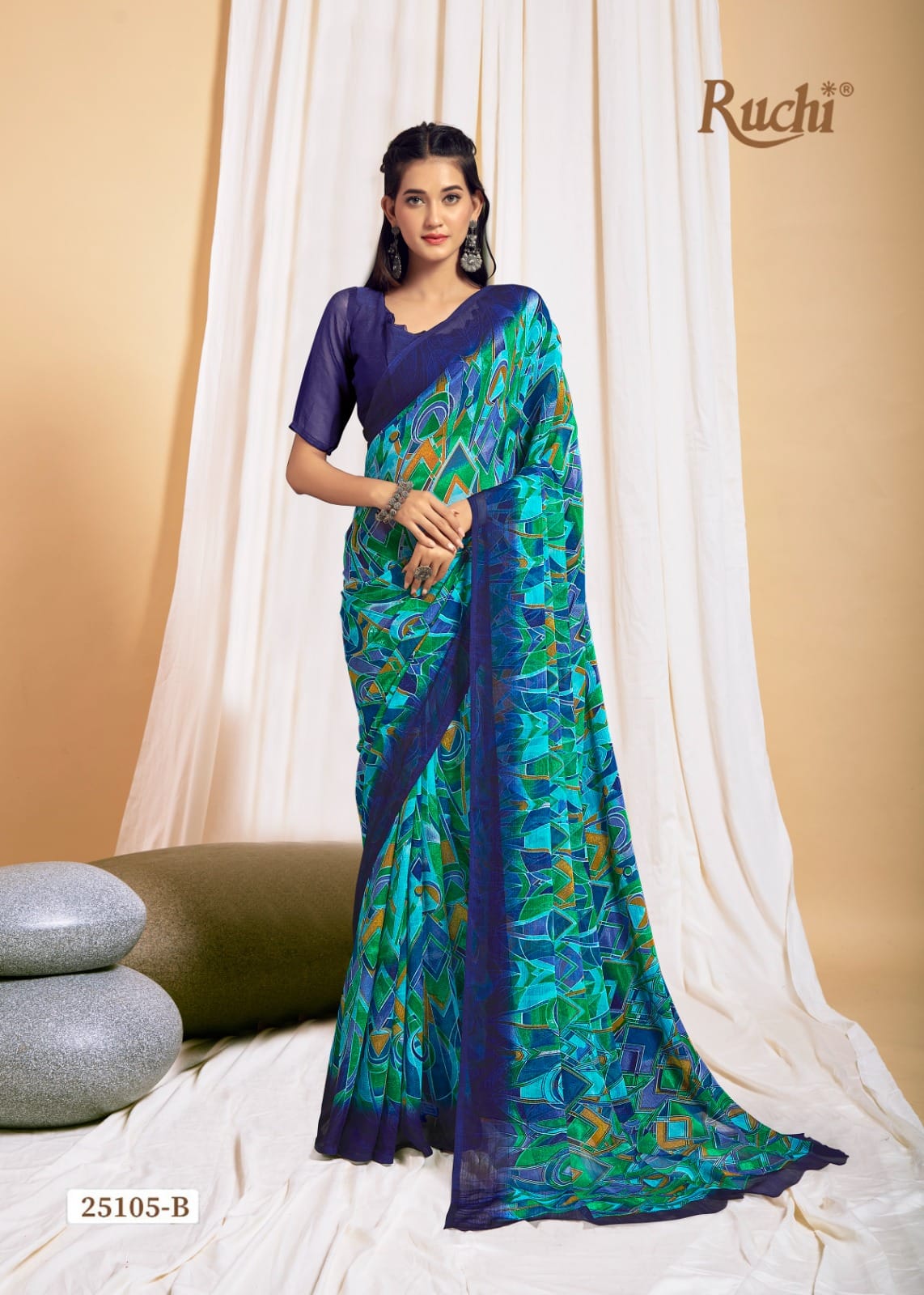 Ruchi Star Chiffon 125 soft Chiffon Saree Collection
